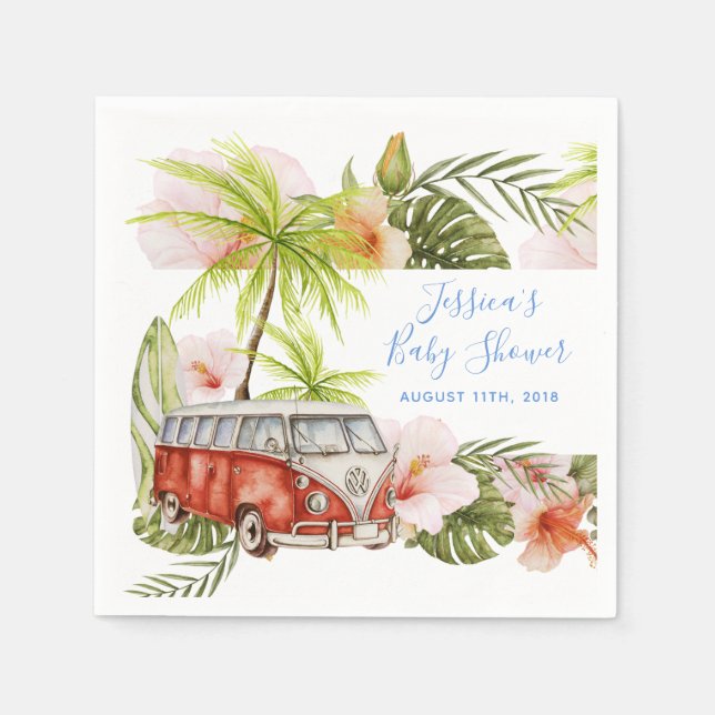 Boy Baby Surfboard Tropical Beach Shower Napkins (Front)