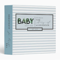 Boy Baby Tropical Greenery Memory Book Photo Album 3 Ring Binder