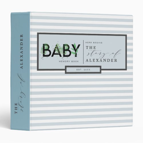 Boy Baby Tropical Greenery Memory Book Photo Album 3 Ring Binder