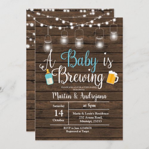 Boy BabyQ invitation Coed BBQ Baby brewing invite