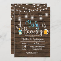 Boy BabyQ invitation Coed BBQ Baby brewing invite