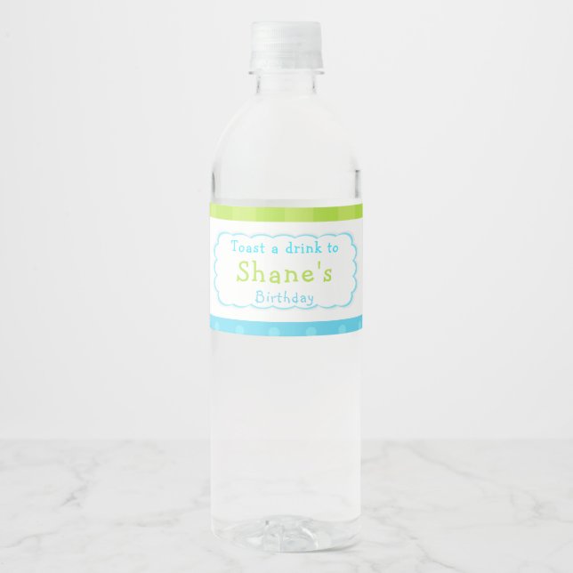 Boy Baking Birthday Party Water Bottle Label (Front)