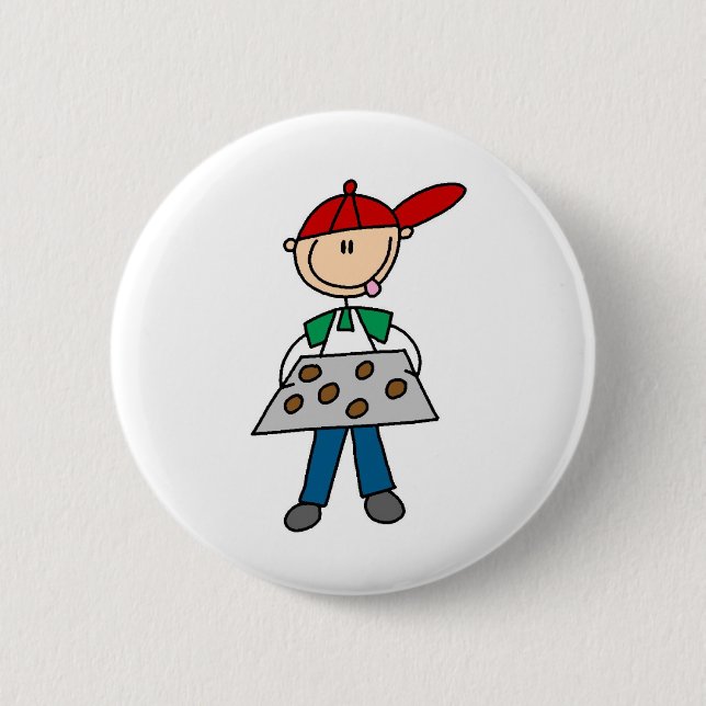 Boy Baking Cookies Button (Front)