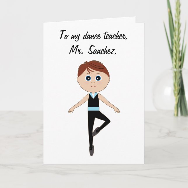 Boy Ballet Dancer: Thank You Teacher Card (Front)