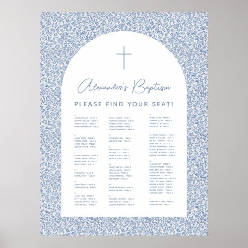 Boy Baptism Arch Blue White Pattern Seating Chart