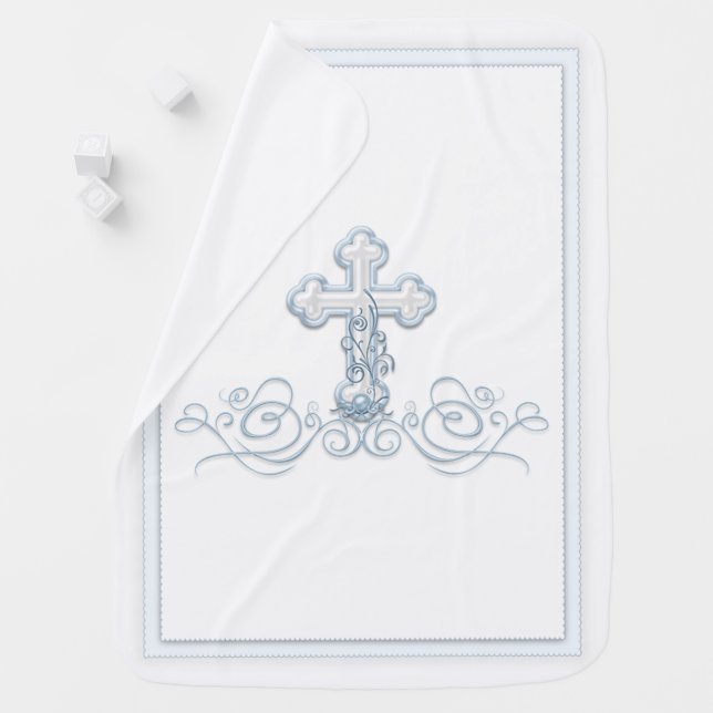 Boy Baptism Blanket with Blue Cross (In Situ)
