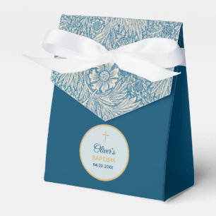 Boy Baptism Blue Floral Marigold William Morris Favor Boxes
