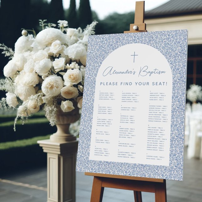 Boy Baptism Blue White Arch Pattern Seating Chart  Foam Board (Creator Uploaded)