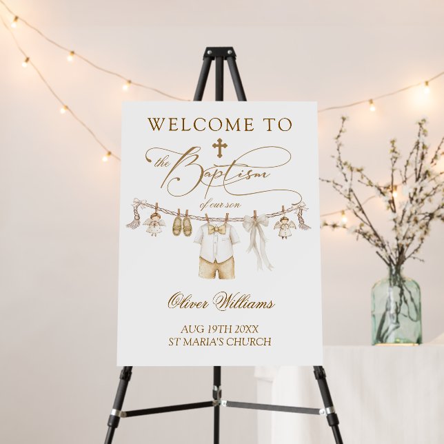 Boy Baptism Boho Welcome Sign  (In Situ (Stand))