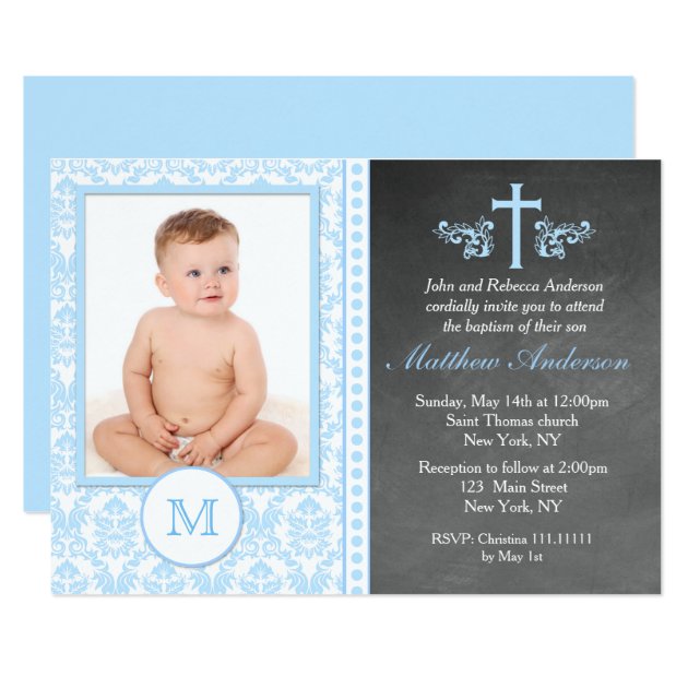 Boy Baptism Chalkboard Invitations