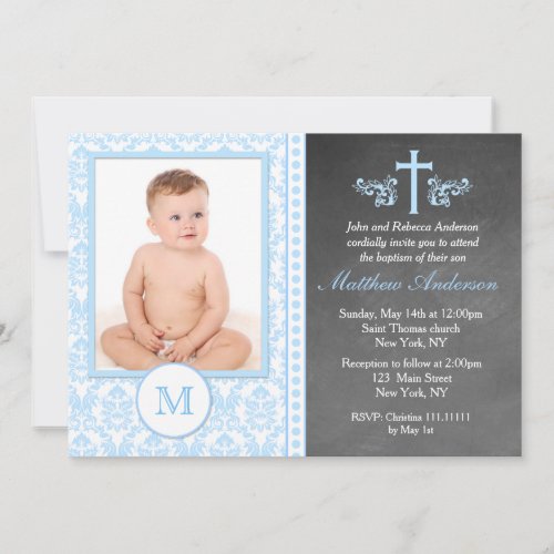 Boy Baptism Chalkboard Invitations