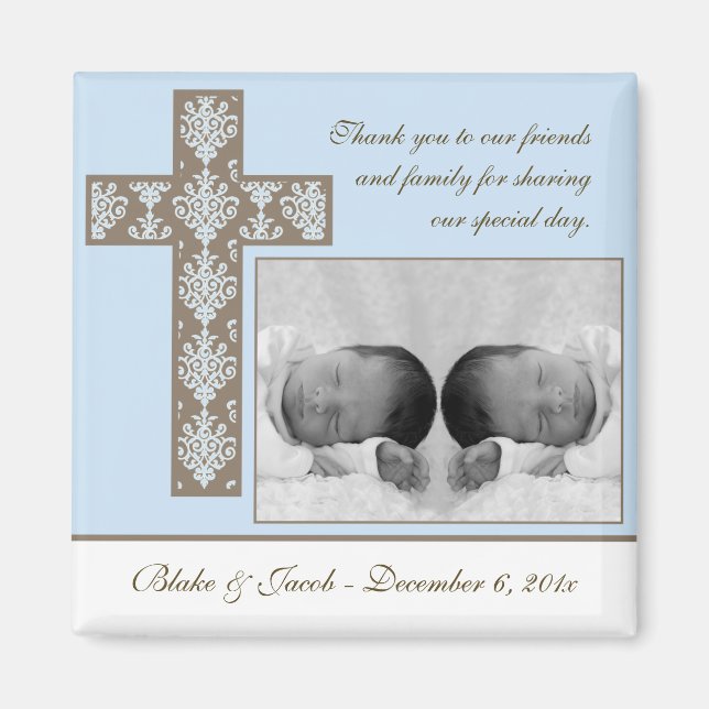Boy Baptism/Christening Favor - Photo Magnet (Front)