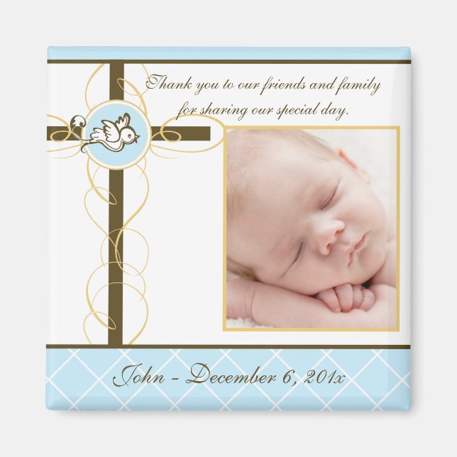 Boy Baptism/Christening Favor - Photo Magnet (Front)