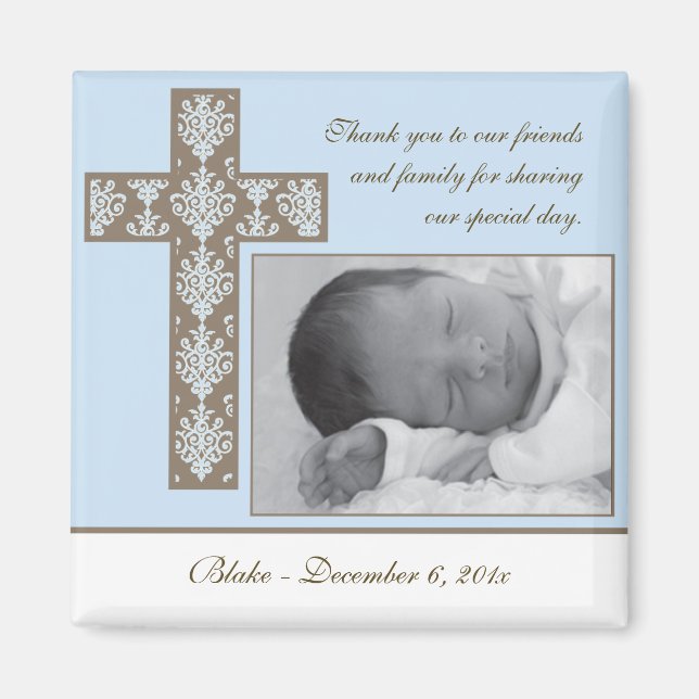 Boy Baptism/Christening Favor - Photo Magnet (Front)