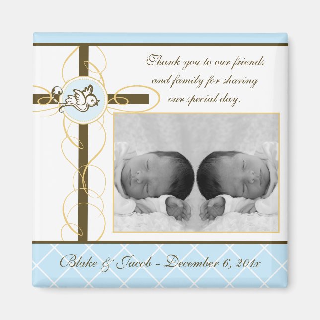 Boy Baptism/Christening Favor - Photo Magnet (Front)