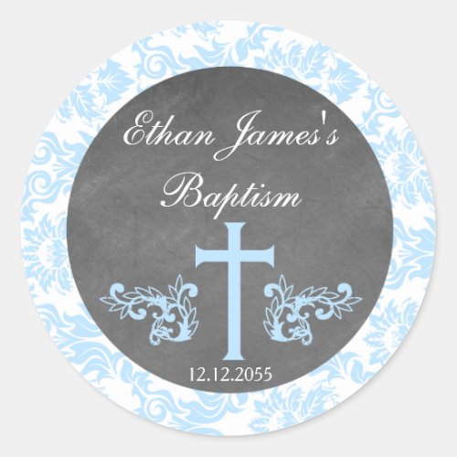 Boy Baptism Favor Stickers Tags