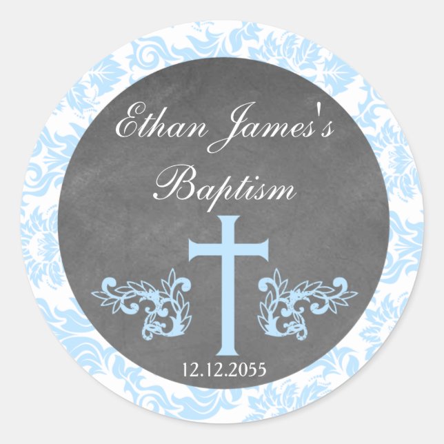 Boy Baptism Favor Stickers Tags (Front)