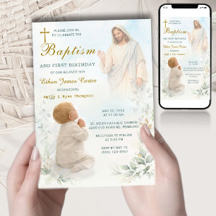 Boy Baptism Invitation Godparent Announcement