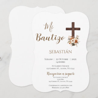 Boy Baptism Invitation in Spanish Boho