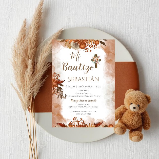 Boy Baptism Invitation in Spanish Boho (Creator Uploaded)