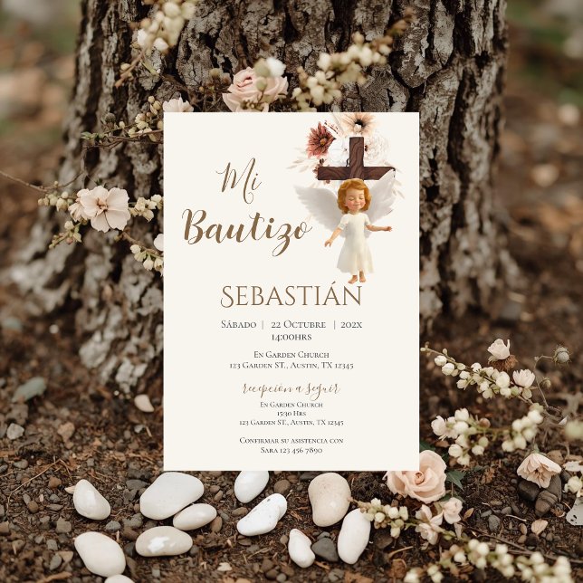 Boy Baptism Invitation in Spanish Boho (Creator Uploaded)