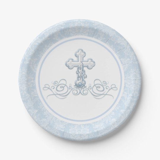 Boy Baptism Paper Plates