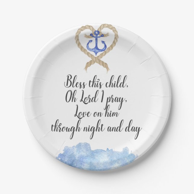 Boy Baptism Paper Plates (Front)