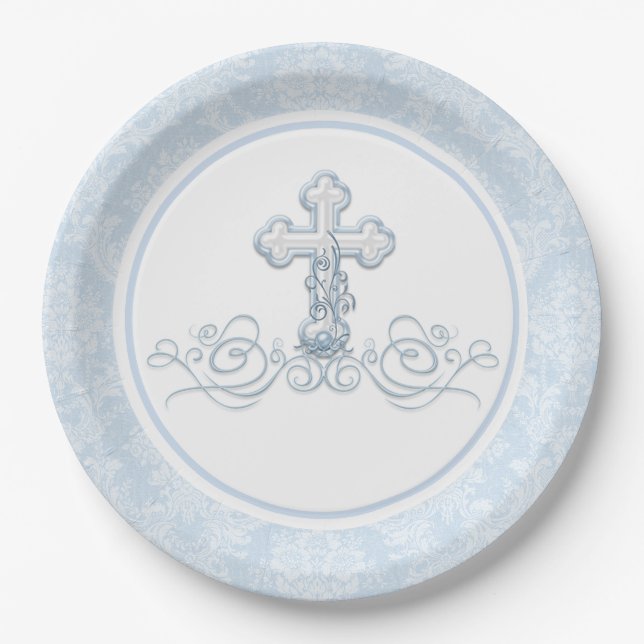 Boy Baptism Paper Plates (Front)