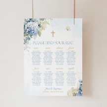 Boy BAPTISM Seating Chart, First Communion Sign