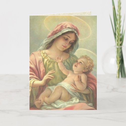 BOY BAPTISM Virgin Mary with Holy Christ Child _ Card