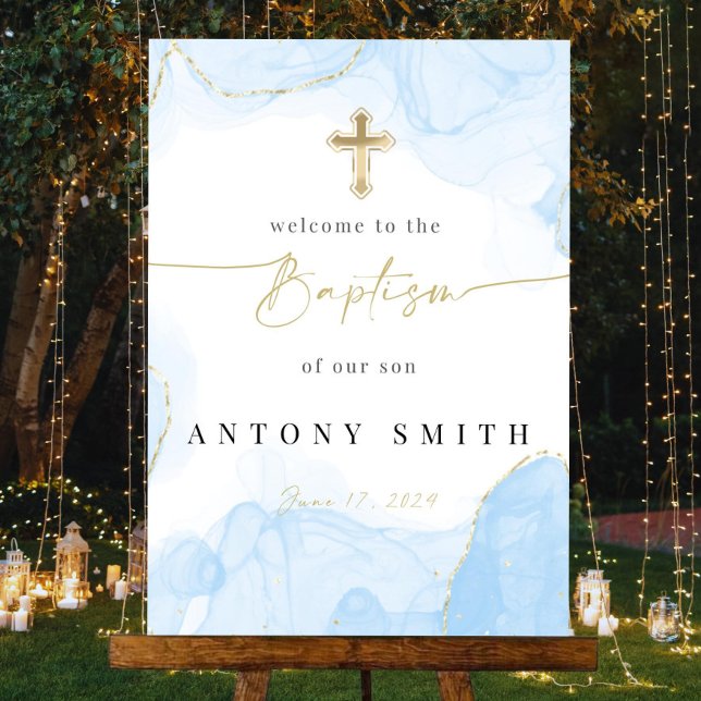 Boy Baptism Welcome Sign, Christening Template Wel Foam Board (Creator Uploaded)