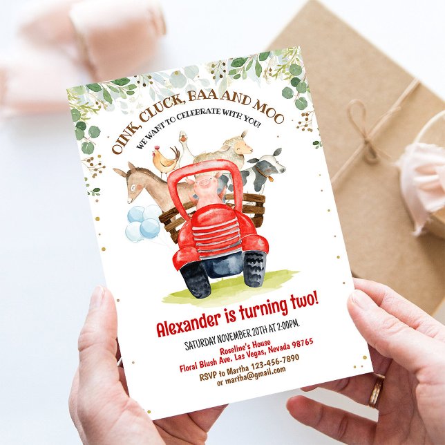 Boy Barnyard Farm Animals Birthday Invitation (Creator Uploaded)