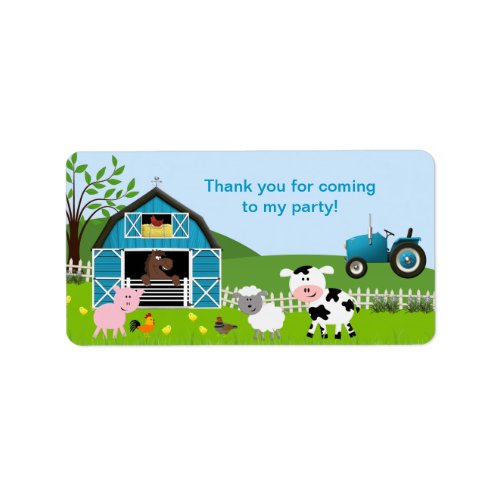 Boy Barnyard Farm Animals Favor Tag Address Label