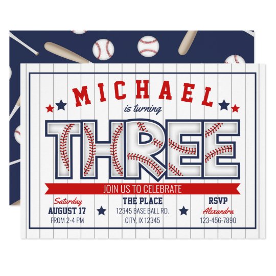 Boy Baseball 3rd Birthday Invitation | Zazzle.com