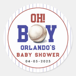 Boy Baseball Baby Shower Cute Sports Party Classic Round Sticker
