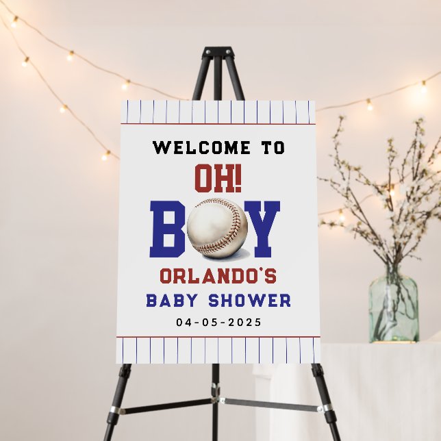 Boy Baseball Baby Shower | Cute Sports Party Foam Board (In Situ (Stand))