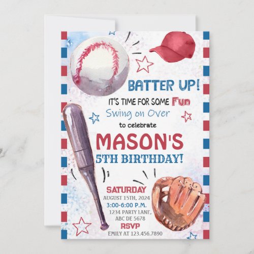 Boy Baseball Birthday Invitation