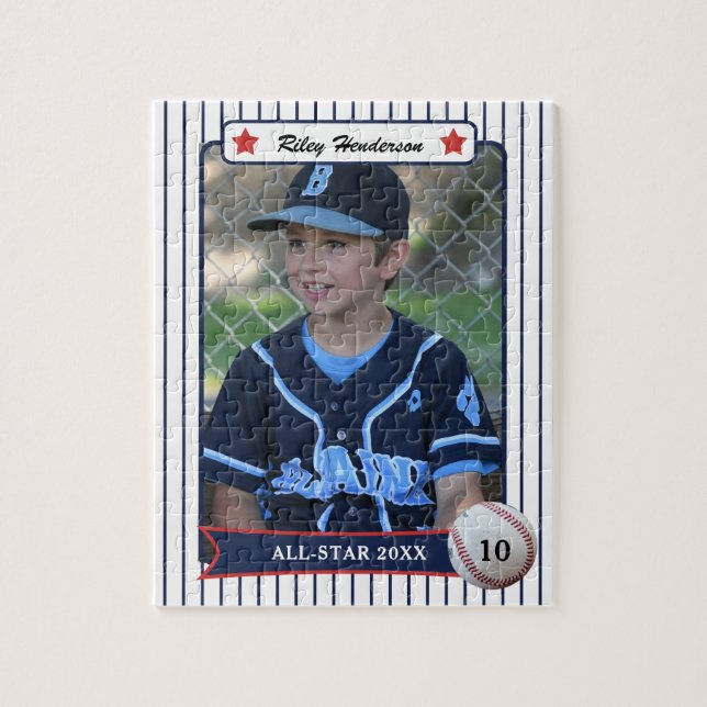Boy Baseball Card Photo Jigsaw Puzzle (Vertical)