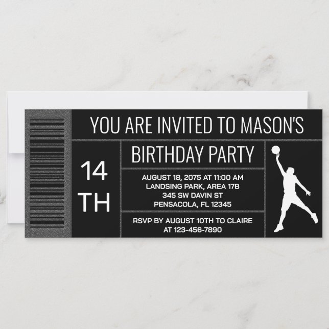 Boy Basketball Birthday Party Shoe Box Label Invitation (Front)