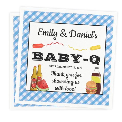 Boy BBQ Baby_q Baby Shower Paper Napkins