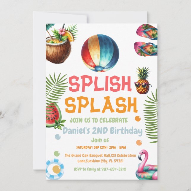 Boy Beach Ball Pool Party Invitation Birthday (Front)