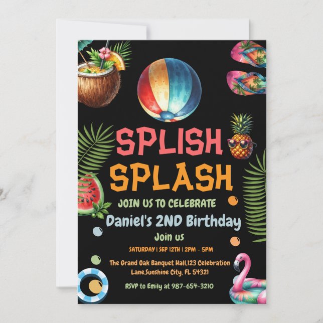 Boy Beach Ball Pool Party Invitation Birthday (Front)