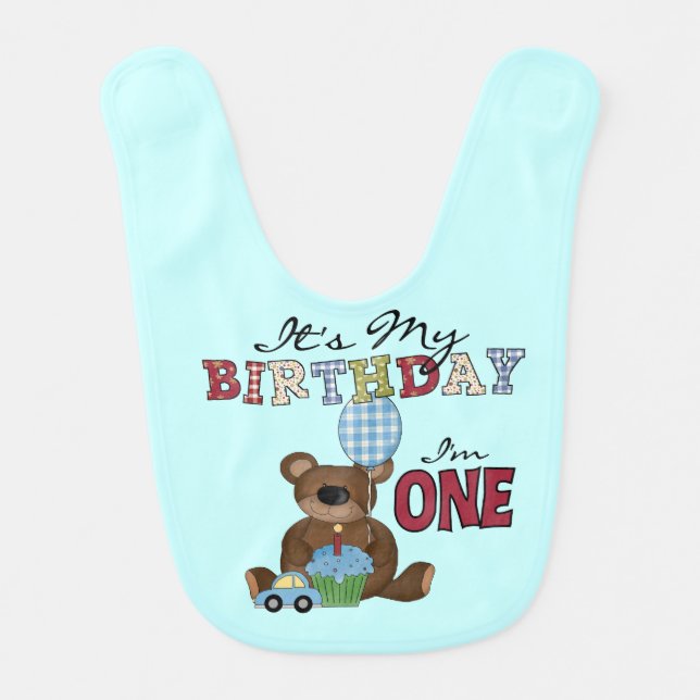 Boy Bear 1st Birthday Bib (Front)