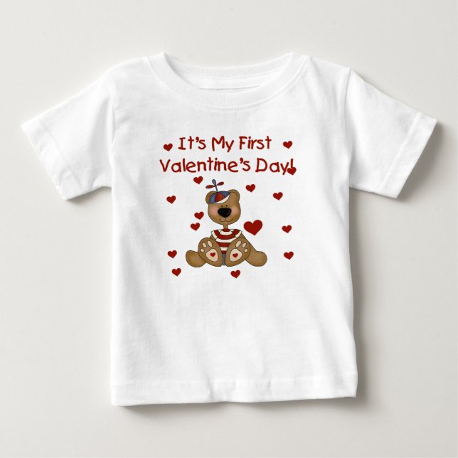 Boy Bear 1st Valentine's Day Baby T-Shirt (Front)