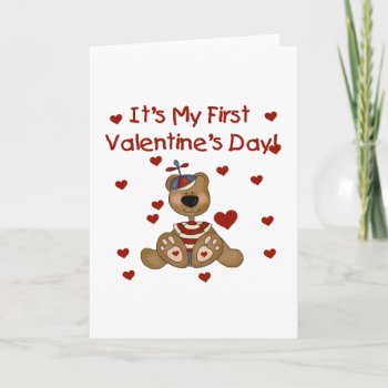 Boy Bear 1st Valentine's Day Tshirts And Gifts Holiday Card by valentines_store at Zazzle