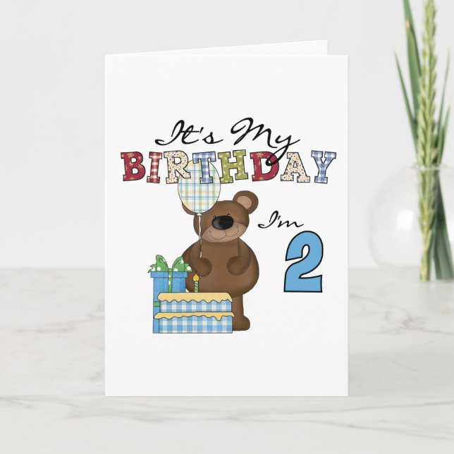 Boy Bear 2nd Birthday T-shirts and Gifts Card (Front)