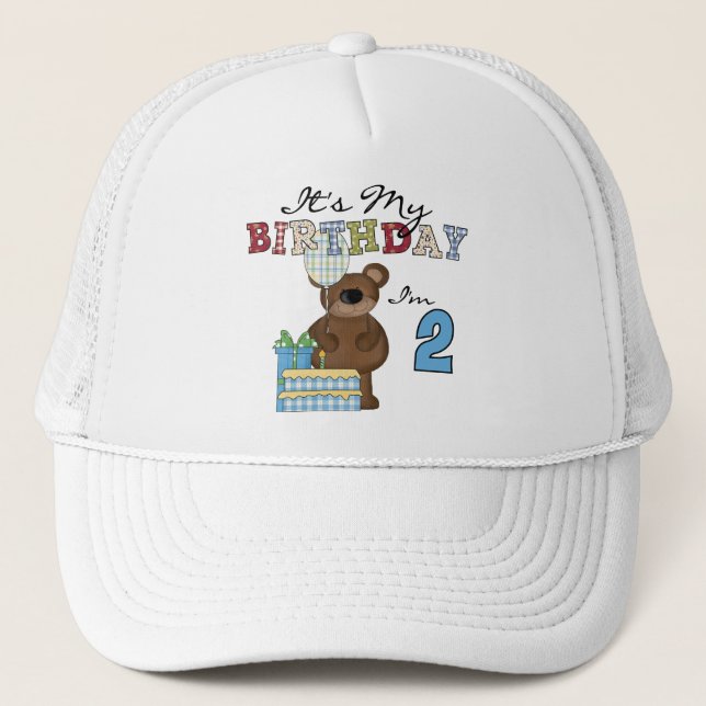 Boy Bear 2nd Birthday T-shirts and Gifts Trucker Hat (Front)