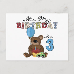 Boy Bear 3rd Birthday Tshirts and Gifts Postcard