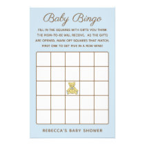 Boy Bear Baby Shower Bingo Game Flyer