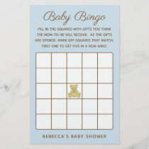 Boy Bear Baby Shower Bingo Game Flyer